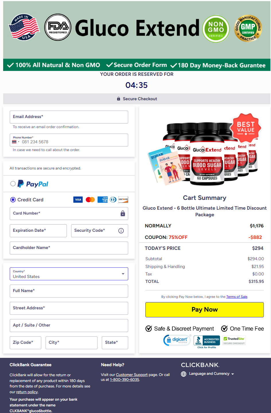 Gluco Extend Official Website Secure Order Page